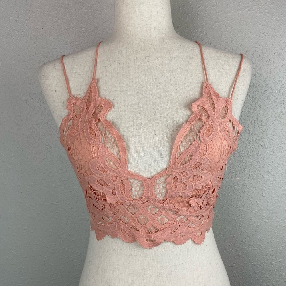 NWOT Free People Pink Lace Crop Top Size S